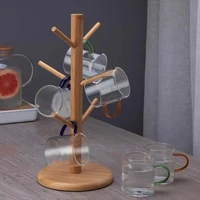 creative multi functional solid wood cup holder six claw mug holder kitchen cup drainer water cup holder desktop decoration