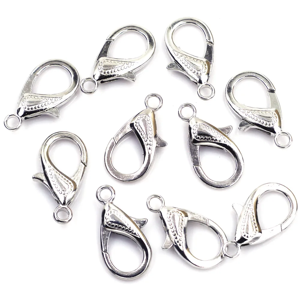 100 шт. застежки-омары зажимы Eve Eyes металлические серебряные тона для брелоков
