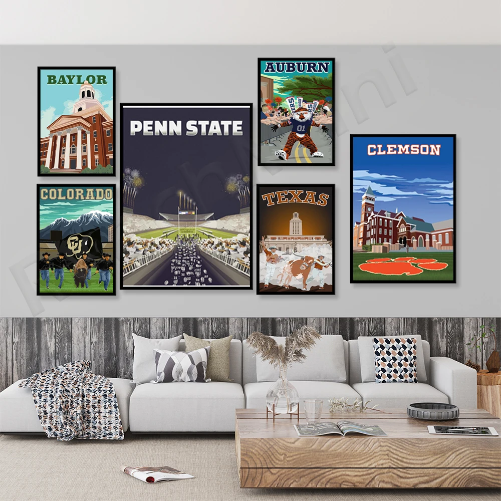 ВИНТАЖНЫЙ ПЛАКАТ из Университета Wake Forest Техаса в Остине университета Южной