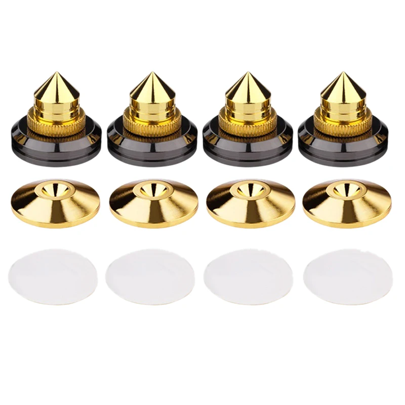 

4 Set Gold Speaker Spike with Floor Discs Stand Foot Isolation Spikes Professional Speaker Accessories