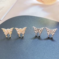 fashion simple butterfly rhinestones stud earrings grace temperament cubic zirconia jewelry gifts for women birthday dating