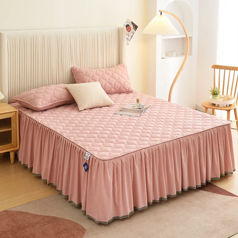 Толстая хлопковая юбка с воланами двуспальные простыни стеганое покрывало