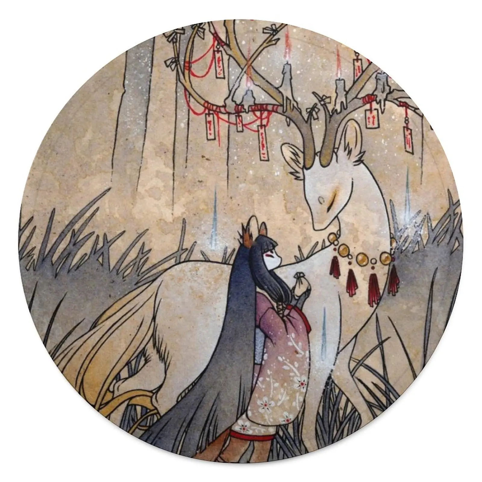 

The Wish Tea Kitsune Fox Yokai одеяло уютное круглое Флисовое одеяло холодное мягкое Дешевое покрывало