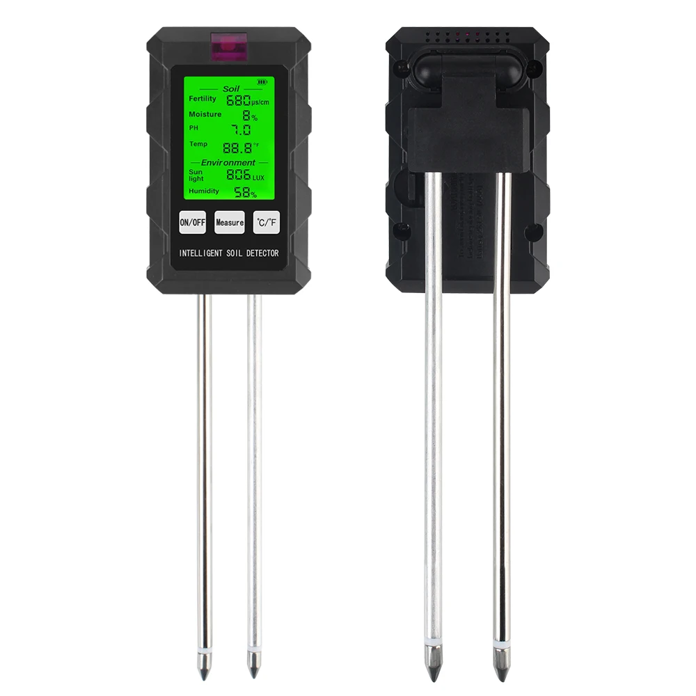 

Многофункциональный Измеритель 6-в-1 Для Сада: Тестер Почвы, pH, Температуры, Влажности