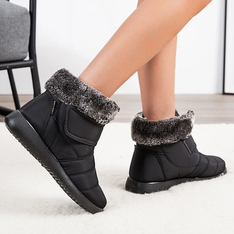 Зимние женские ботинки однотонная обувь женская на платформе сапоги средней