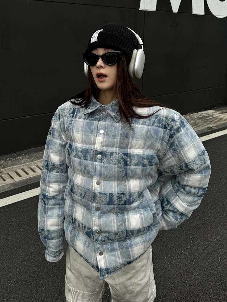 A God Is Not in New York Зимняя цветущая фланелевая клетчатая утолщенная куртка на