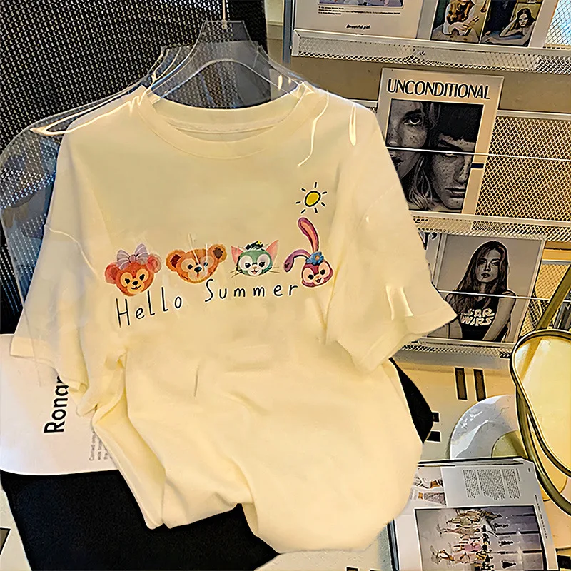 

2022 animal design t-shirt women's short sleeve print Summer Cotton design chic round neck top Graphic T shirts anime oversize