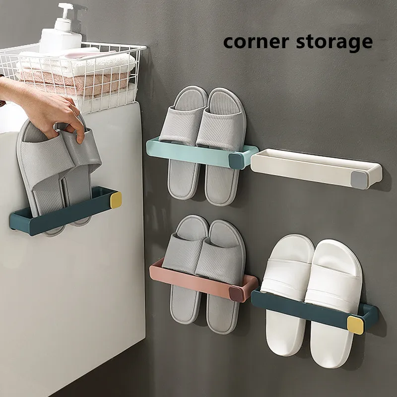 

Wall Mounted Shoe Rack Foldable Shoes Hanger Slippers Drain Storage Rack Shelf Shoe Hanging Holder Bathroom Organizer