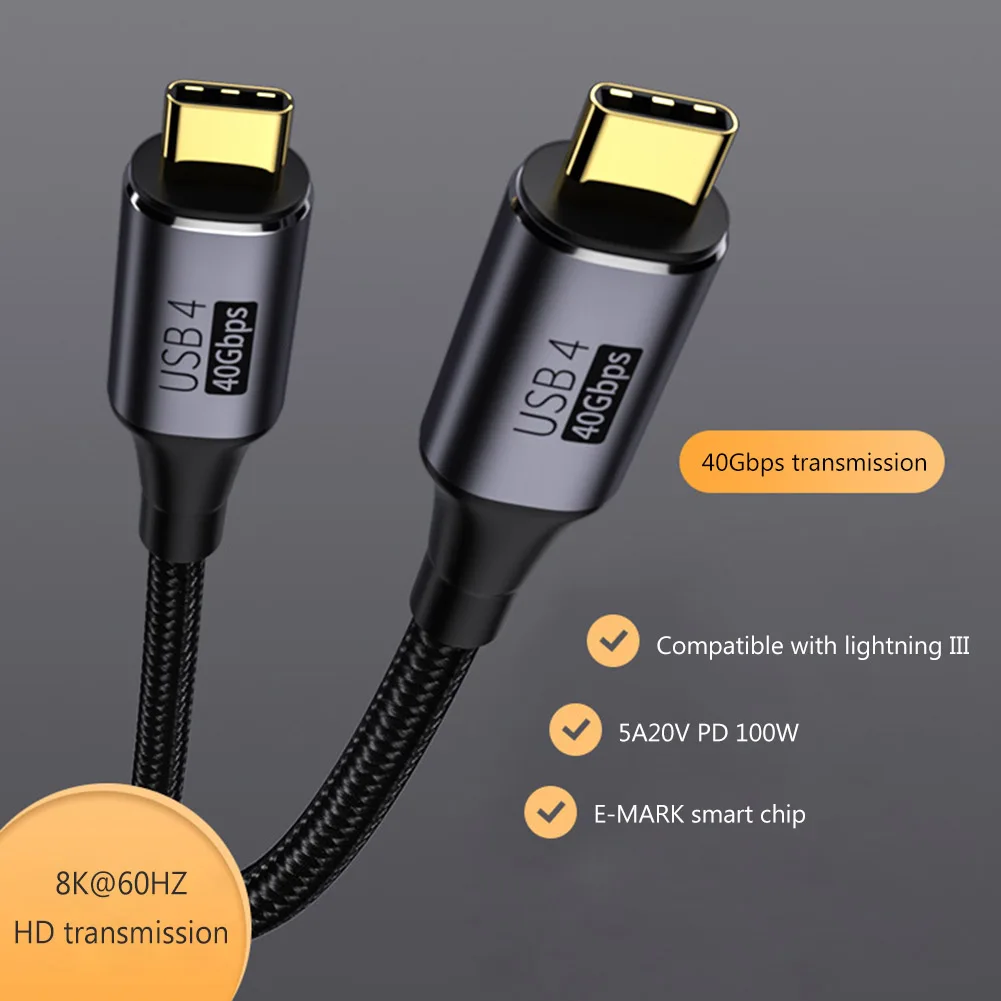 

Кабель USB Type-C на Type-C, 40 Гбит/с, 100 Вт, 5 А