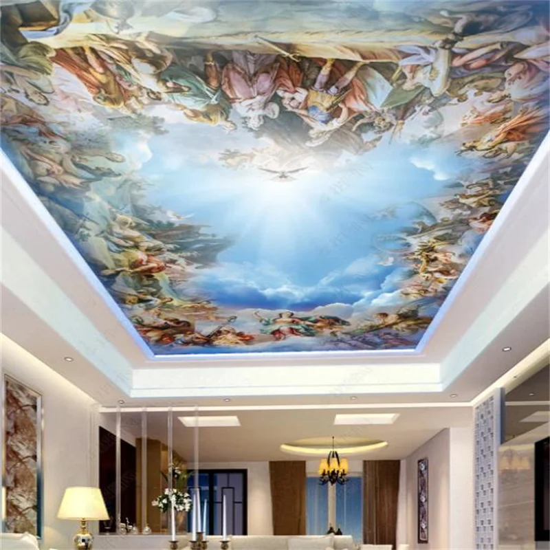 Benutzerdefinierte Blauen Himmel Und Weißen Wolken 3D Decke Hotel Wohnzimmer Schlafzimmer Tapete Für Wände 3D Decke Wasserdichte Tapete 2022