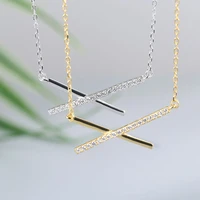 s925 silver diamond cross pendant necklace for women jewelry luxury choker gift for friends clavicle chain