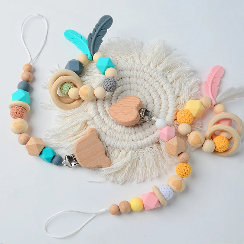 

Держатель для соски и прорезывателя, с деревянной подставкой