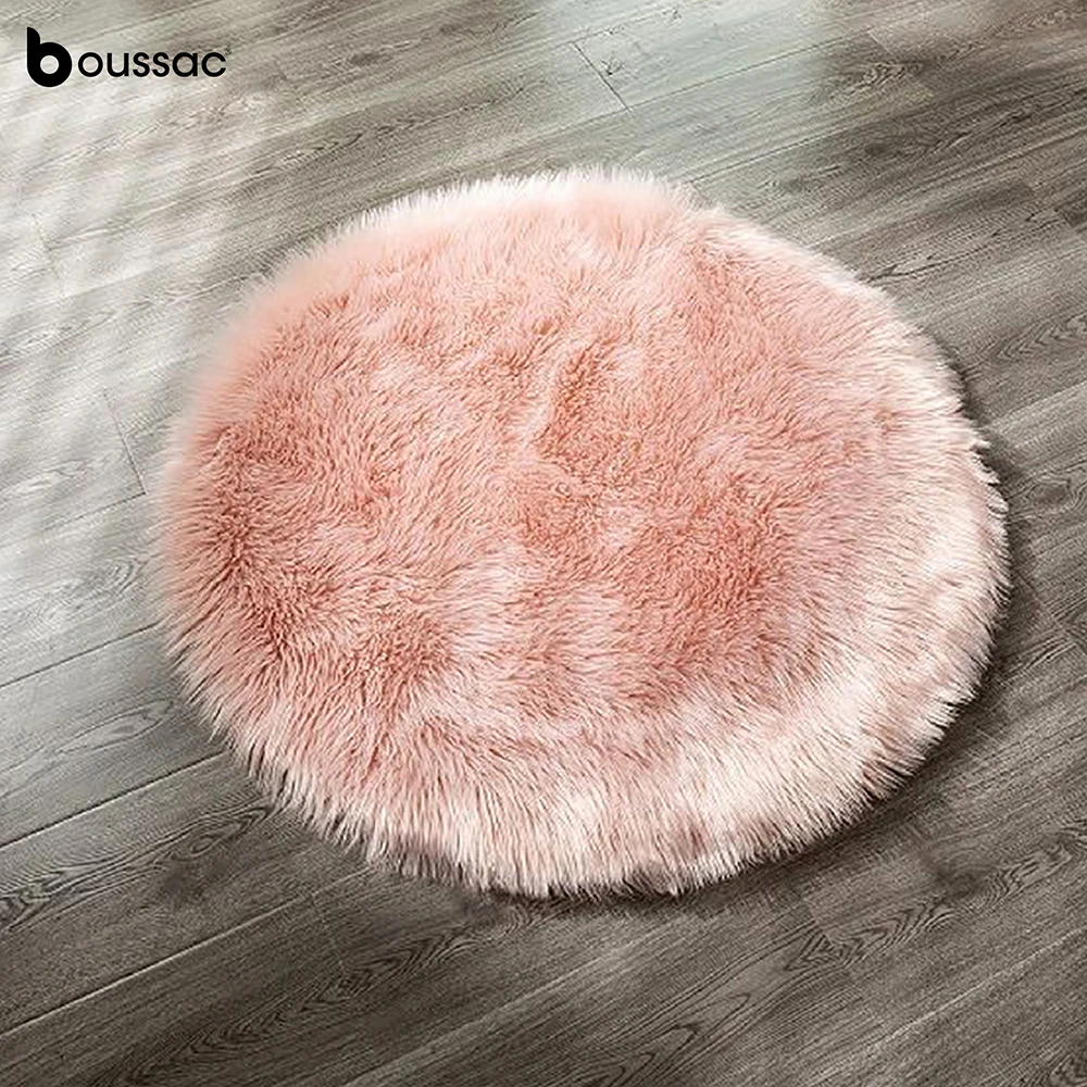 

Luxury Round Wool Like Plush Warm Universal Decorative Carpet Floor Mat Chair Mat Stool Mat Sofa Mat Multi Color Optional