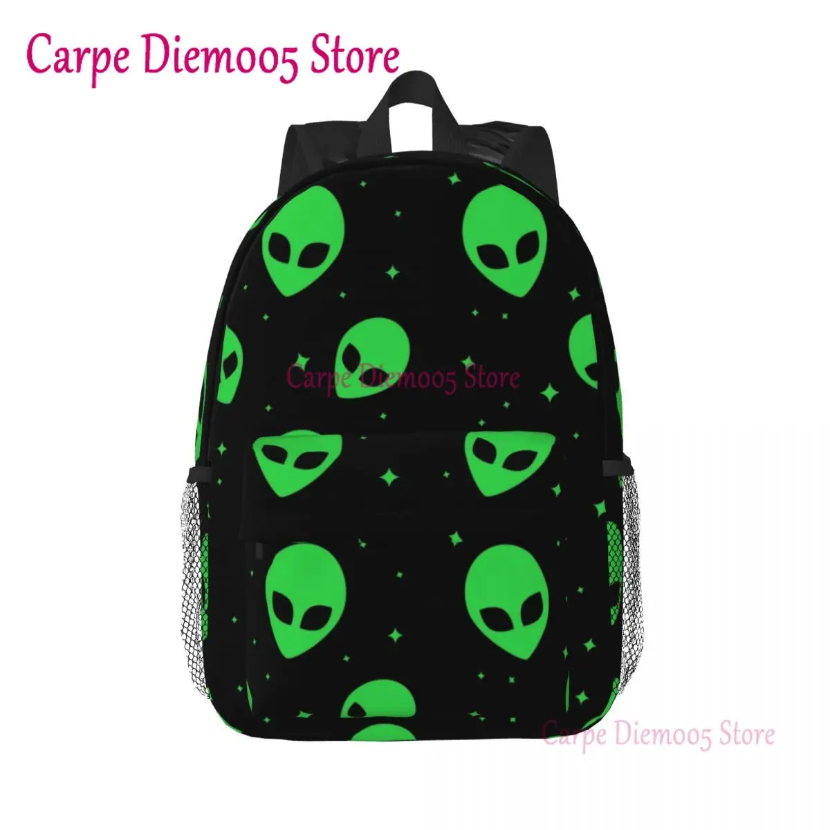 

Green Alien UFO And Stars Pattern Travel Backpack Women Men School Laptop Bookbag College Student Daypack Bags