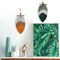 bohemian creative woven leaf wall hanging ornament set of 2 decorative crafts