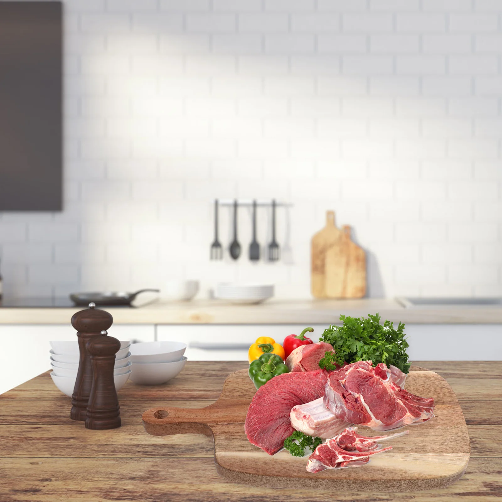 Разделочная доска из дерева акации большая для сервировки мяса кухонные