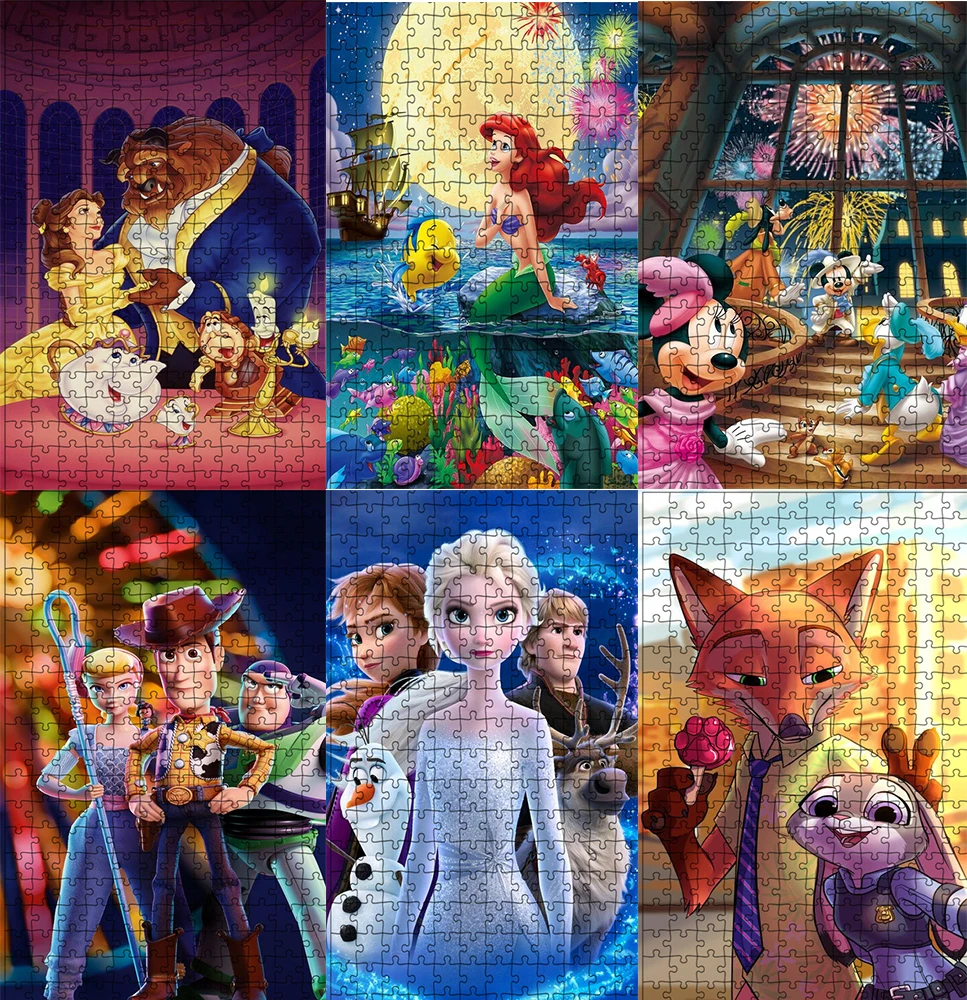 

Puzzle 1000/500/200 Pieces Learning Education Kids Children Toys Puzzles for Kid Disney Cartoon Frozen Little Mermaid
