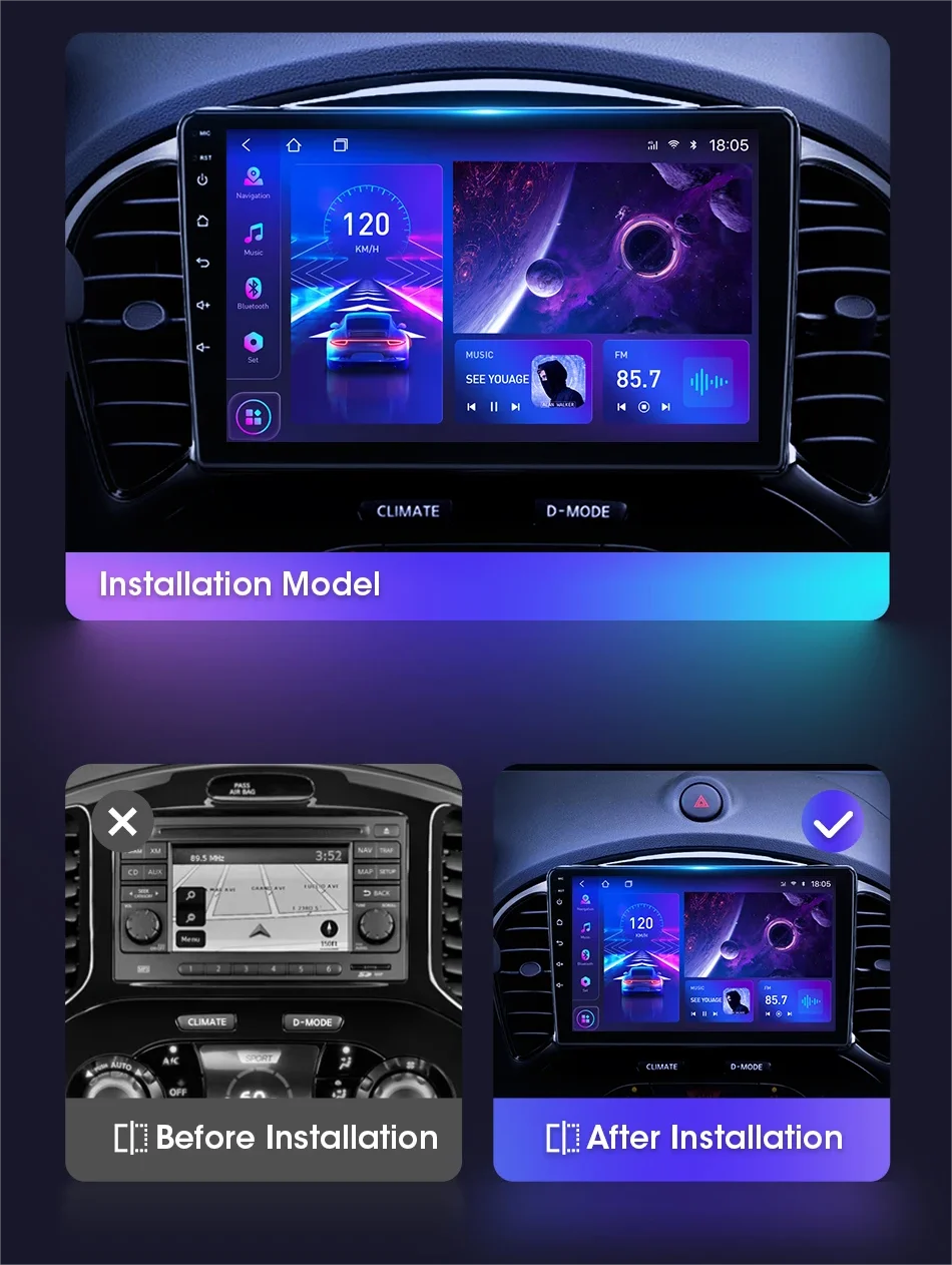 Android 14 для Nissan Juke 2011 2012 2013 2014 2015 2016 Автомобильная Мультимедийная навигация Gps