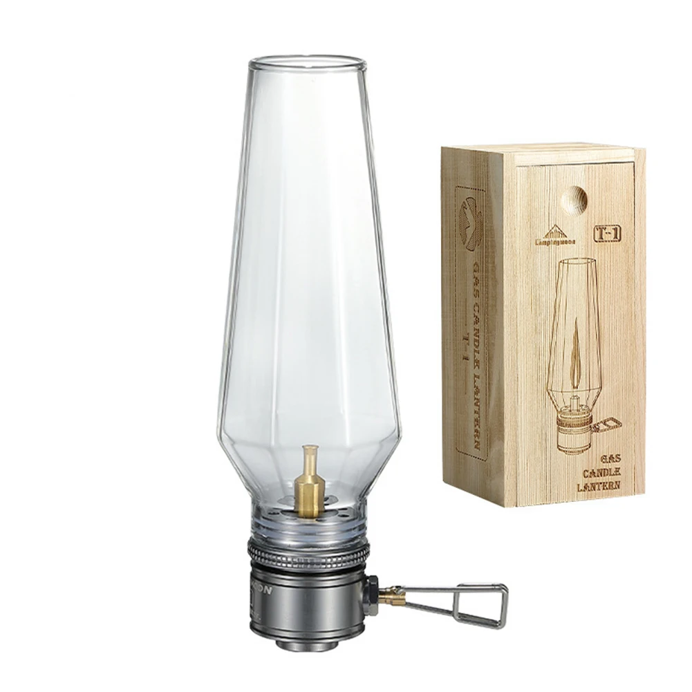 

Лампа-свеча с деревянной планкой, съемная газовая лампа, регулятор пламени и газовый клапан, фонарь для палатки, освещение для пешего туризма, рыбалки, уличный инструмент