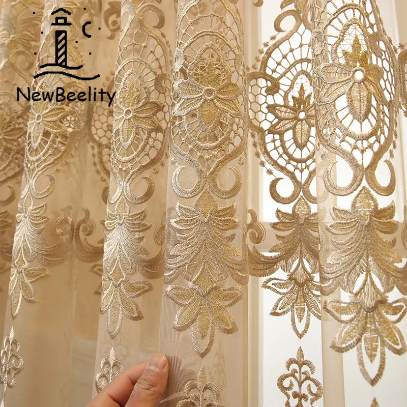 

European-style Atmospheric Hollow Water-soluble Embroidery Window Screen Curtains for Living Dining Room Bedroom