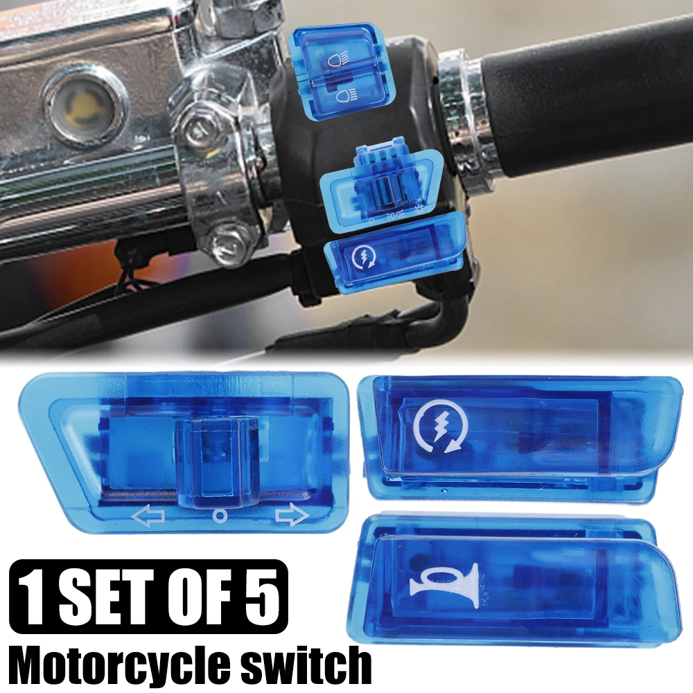 

5PCS/SET Motorcycle Switch Parts Set Horn Light Turn Signal Light Far Near Light Button Switch Connector for Scooter Motorcycle