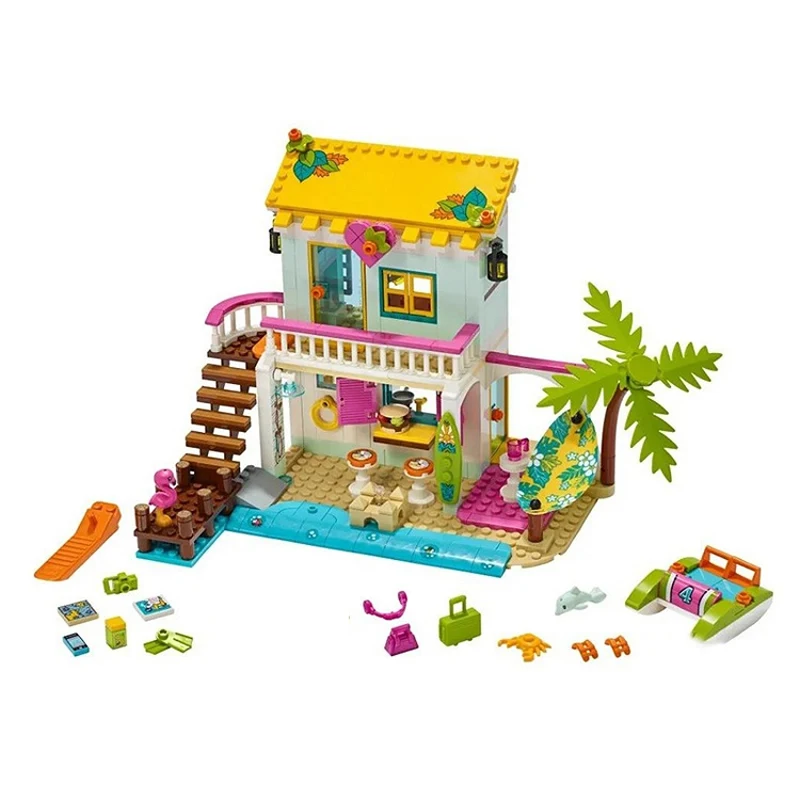 

446pcs City Beach House Holiday Villa Girls Building Brick Block Friends Series Compatible 41428 DIY Toy Kids Birthday Xmas Gift