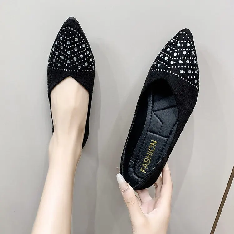 

Туфли женские универсальные с острым носком, повседневные Элегантные кроссовки с кристаллами, с закрытым носком, под платье, большие размеры, лето 2023