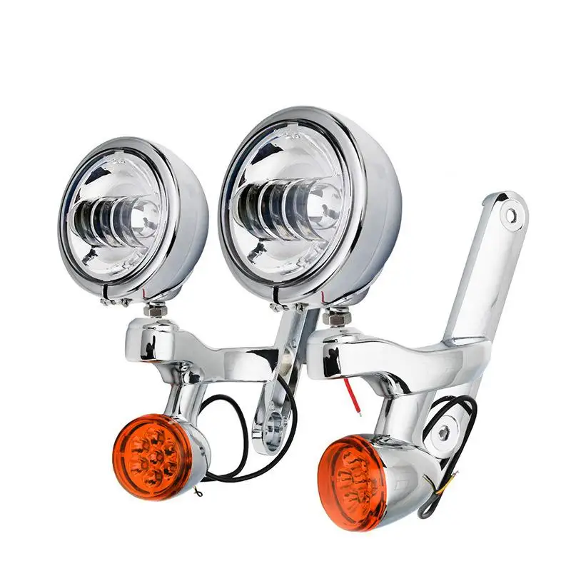 Motorcycle LED Auxiliary Spot Fog Lamp Passing Turn Signal Light with Bracket For Harley for Electra Glide/Road King/FLHXXX |