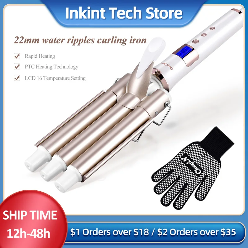 

CkeyiN Triple Barrel Ceramic Curling Iron Hair Styler Hair Waver Styling Tools Curlers Wave Curling Irons Electric Hair Curler