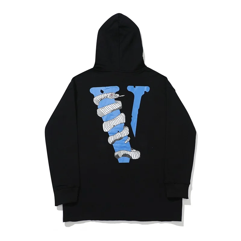 Фото Женская/мужская толстовка с капюшоном Vlone 22ss, свободная толстовка с рисунком ядовитой змеи, с V-образным вырезом №4