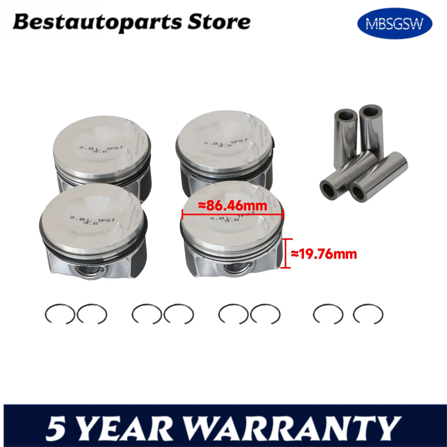 Фото Поршень и кольцо двигателя EA888 STD Gen2 06H107065AM для Audi A3 A4 A5 Q5 TT VW EOS Jetta Golf Passat Skoda Octavia Seat Leon №1
