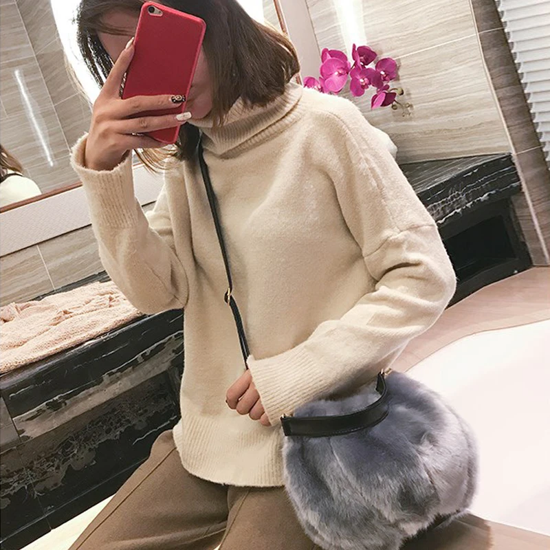Women Crossbody Bags Retro Fur Pumpkin Bucket Bag New Plush Shoulder Bag Female Leisure Fashion Designer Winter Messenger Bag