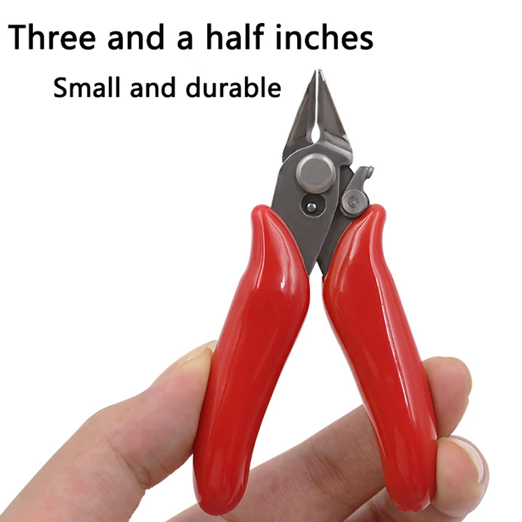 

Diagonal Pliers 3.5 Inch Electronic Wire Cable Stainless Steel Nipper Snips Spring Loaded Plastic Handle Portable Hand