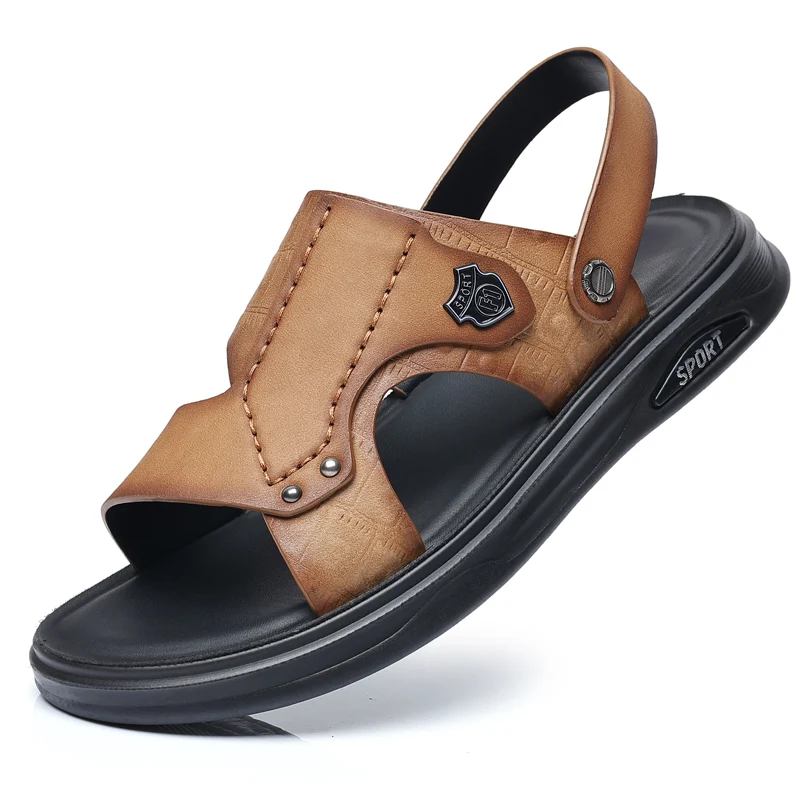 Мужские летние туфли из овечьей кожи проникающие воздух сандалии Пляжная