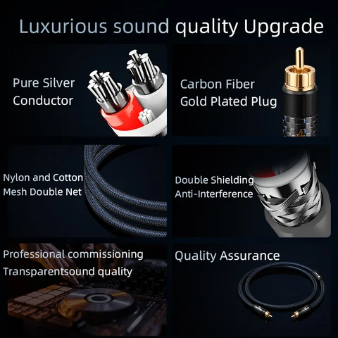 Серебристый коаксиальный цифровой аудиокабель RCA