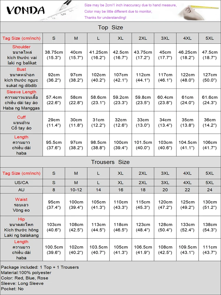 Женские комплекты VONDA больших размеров из двух предметов 2024 праздничные богемные