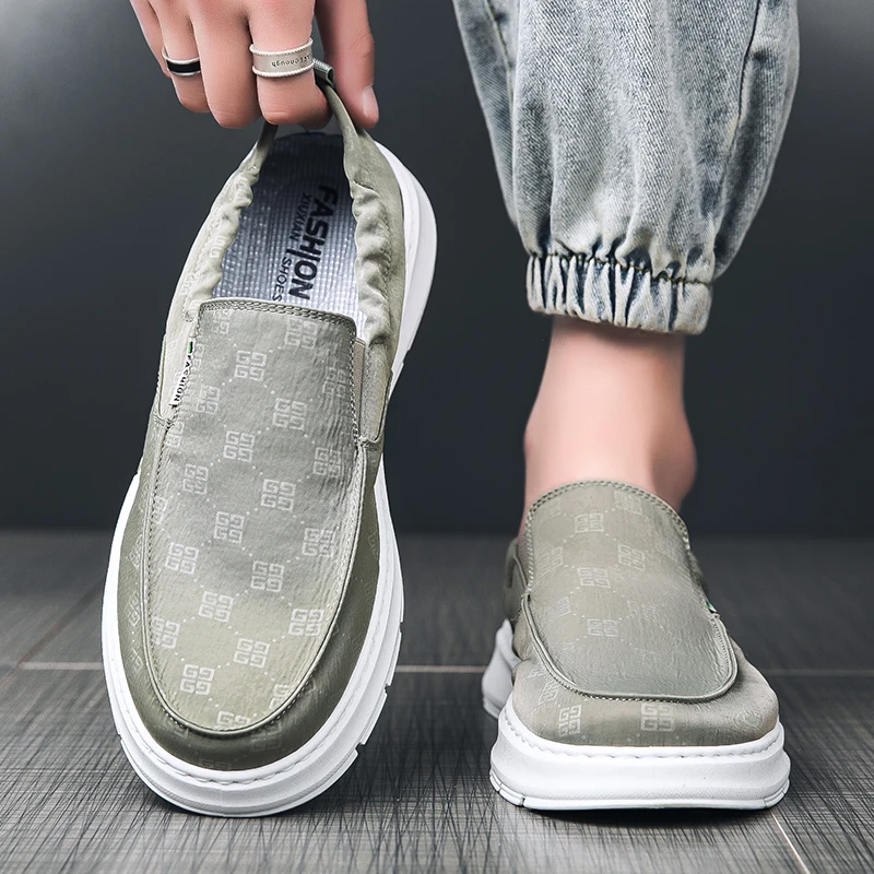 

Кеды мужские без шнуровки, повседневные холщовые кроссовки, мягкая подошва, для вождения