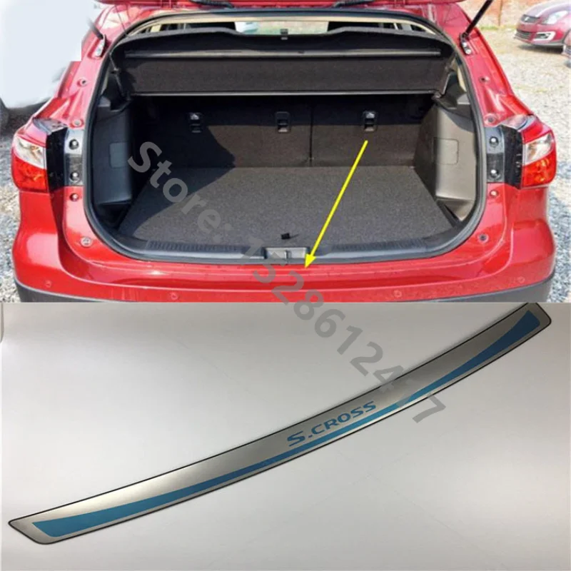 

Панель заднего подоконника из нержавеющей стали, протектор заднего бампера для Suzuki SX4 S-Cross, автомобильные наклейки 2014-2016, автомобильные аксессуары