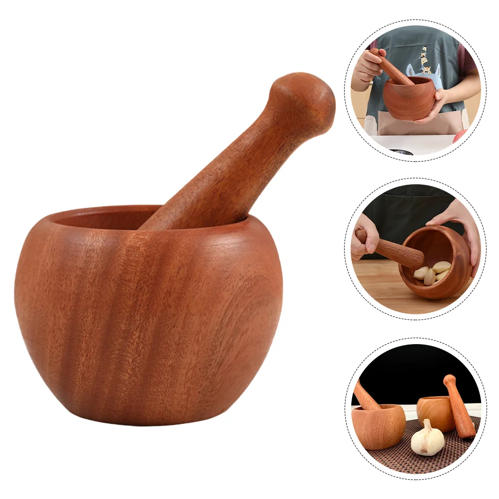 

1 Set Wooden Manual Garlic Press Garlic Mortar Garlic Press Kitchen Gadget