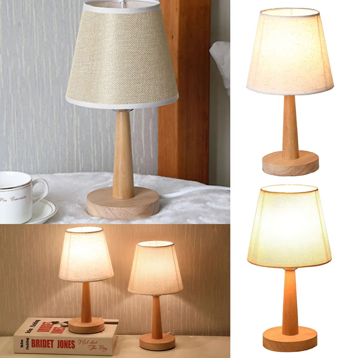 

NEW Nordic Linen Table Lamp USB Powered LED Linen Night Lamp Eye-caring Linen Nightstand Lamp w/Warm Light Linen Beside Lamp for