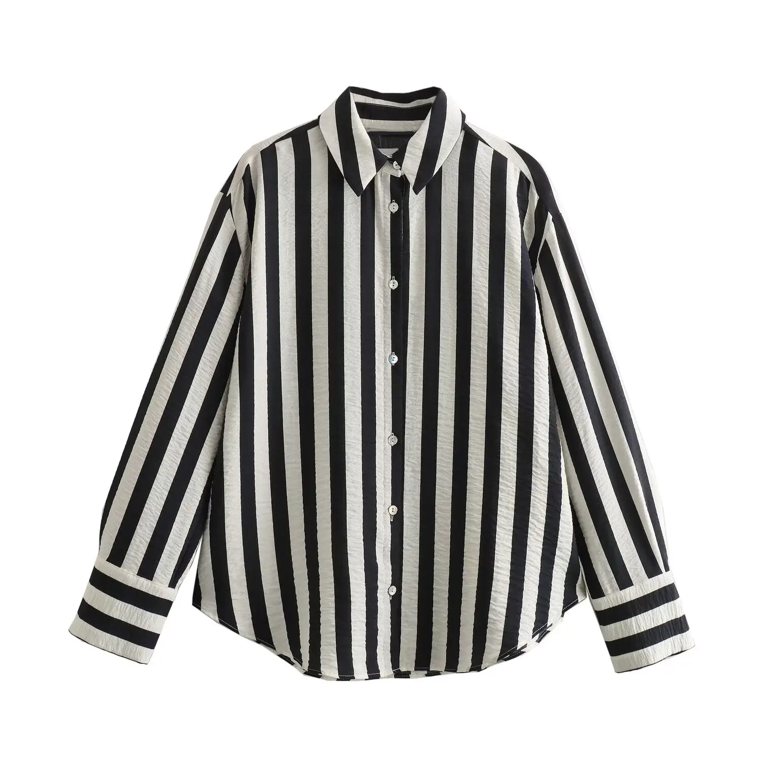 PB &amp ZA женская осенняя новая модная полосатая рубашка 2024 винтажная повседневная