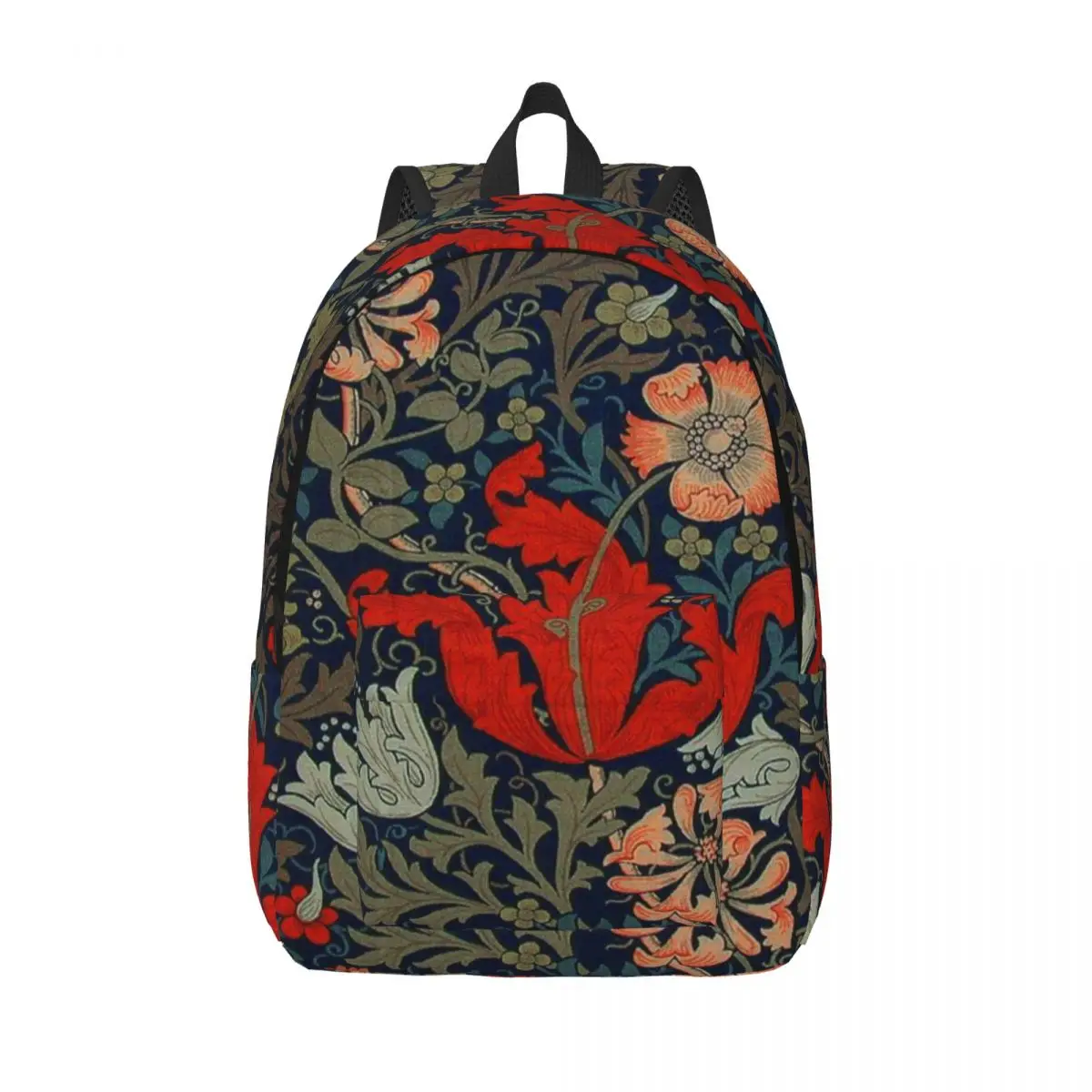

William Morris Compton Floral Art Nouveau Pattern Travel Canvas Backpack Men School Laptop Bookbag College Student Daypack Bags