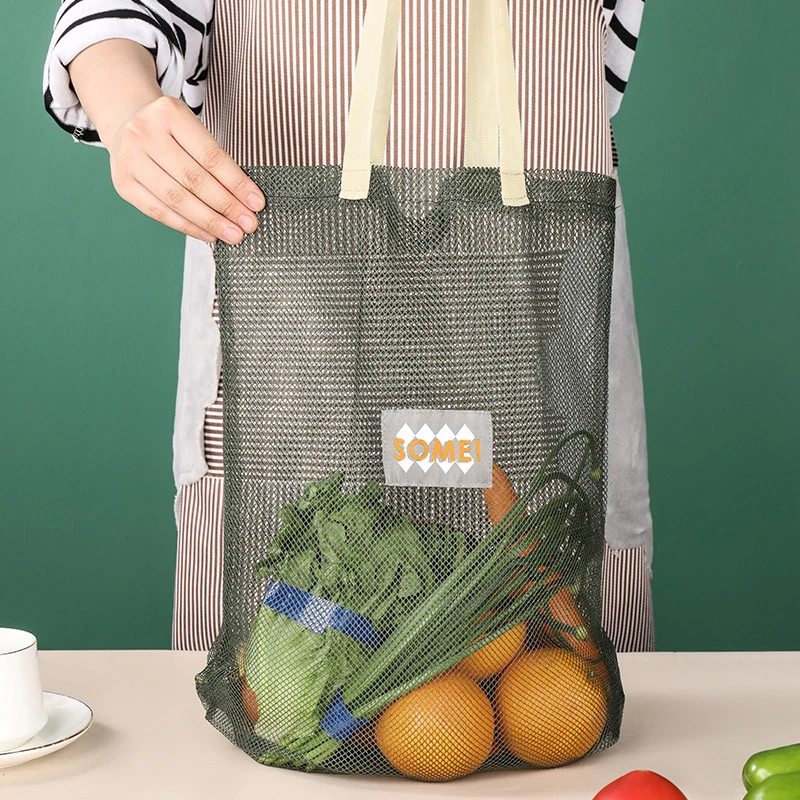 

Portable Reusable Grocery Bag Fruit Vegetable Bag Kitchen Large Storage Bag Organizer Washable Eco-Friendly Handbag Net Tote Bag