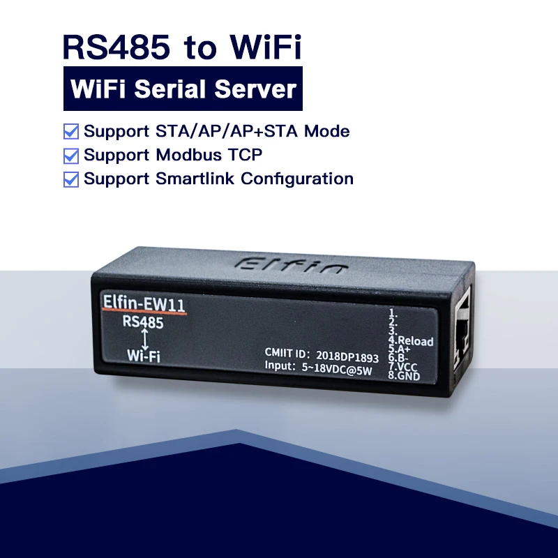 Elfin-EW11A-0/ EW11A широкодиапазонные беспроводные сетевые устройства Modbus TPC IP RJ45 RS485 для