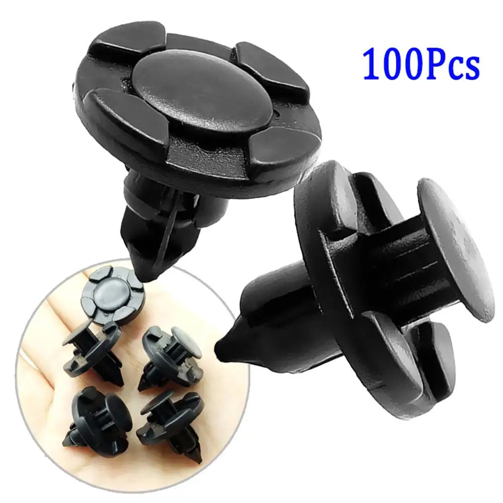 

100pcs 8mm Nylon Bumper Fastener Rivets Push Type Clamp Clips Expansion Screws Fastener Clips For Nissan 01553-09321