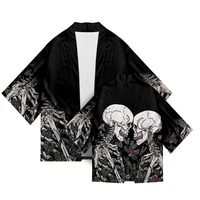 japanese kimono robe plus size flower skull print cardigan asian clothing harajuku designer yukata men shirts vintage streetwear