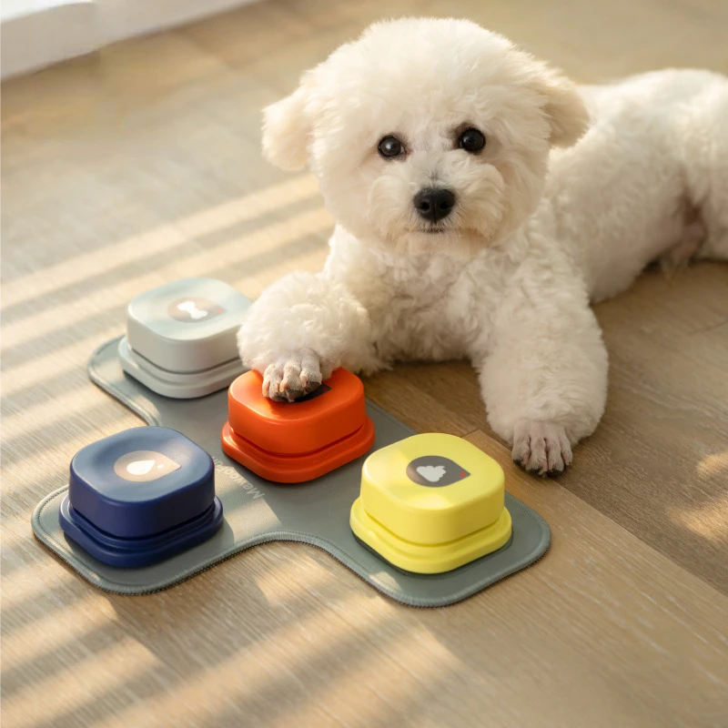 

Dog Cat Button Record Talking Pet Communication Vocal Training Interactive Toy Bell Ringer With Pad And Sticker Easy To Use