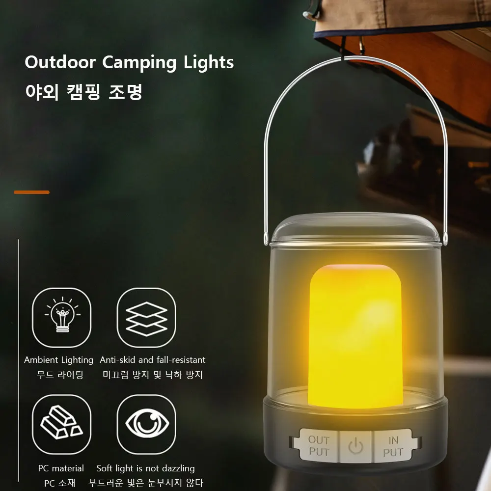 

Новый портативный фонарь для кемпинга в стиле ретро, перезаряжаемый светильник с пламенем, 3 режима освещения, ярсветильник светодиодный св...