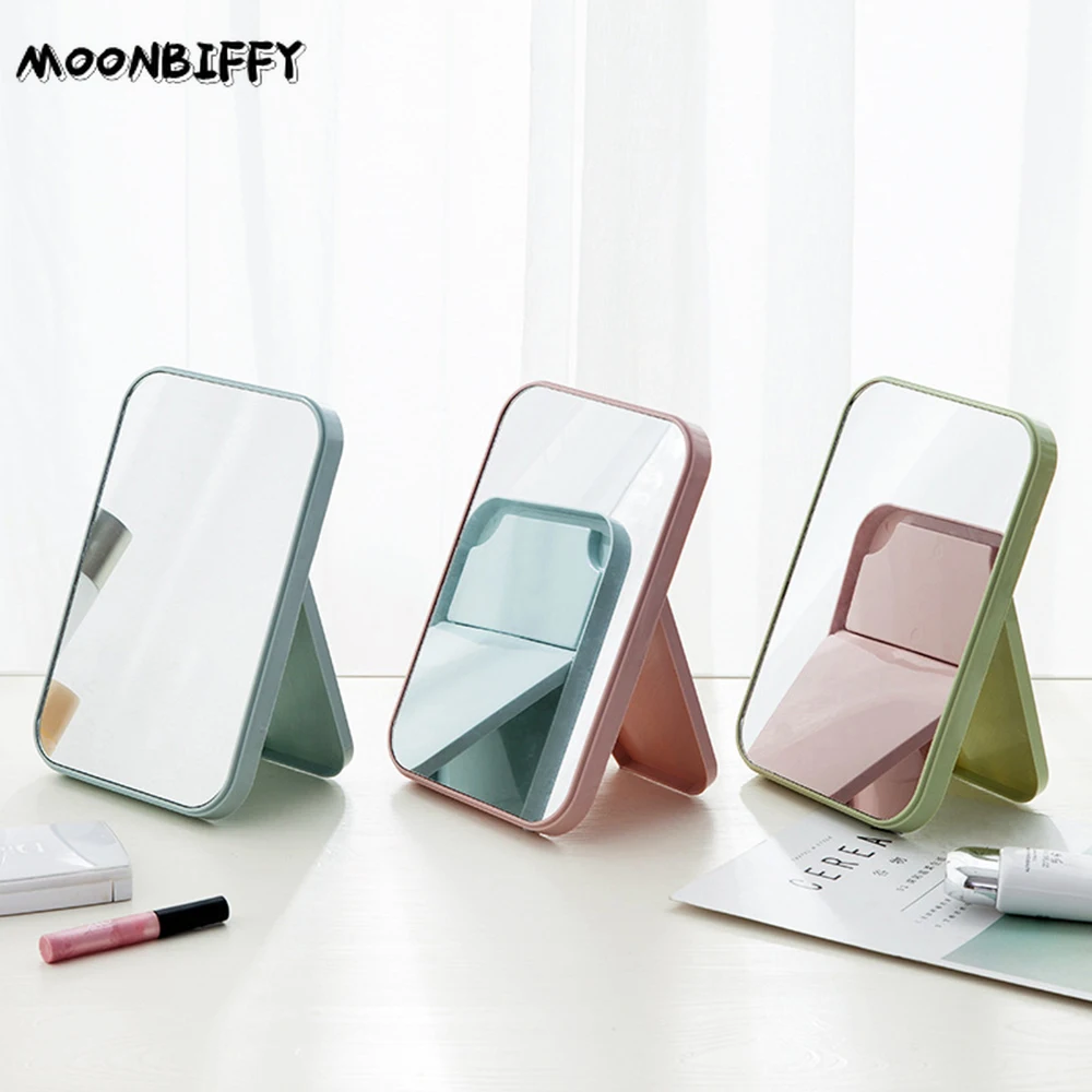 

Makeup Mirror Rectangular Vanity Mirror Desktop folding portable With Folding Bracket Table Desk Mirror With Stand For Women