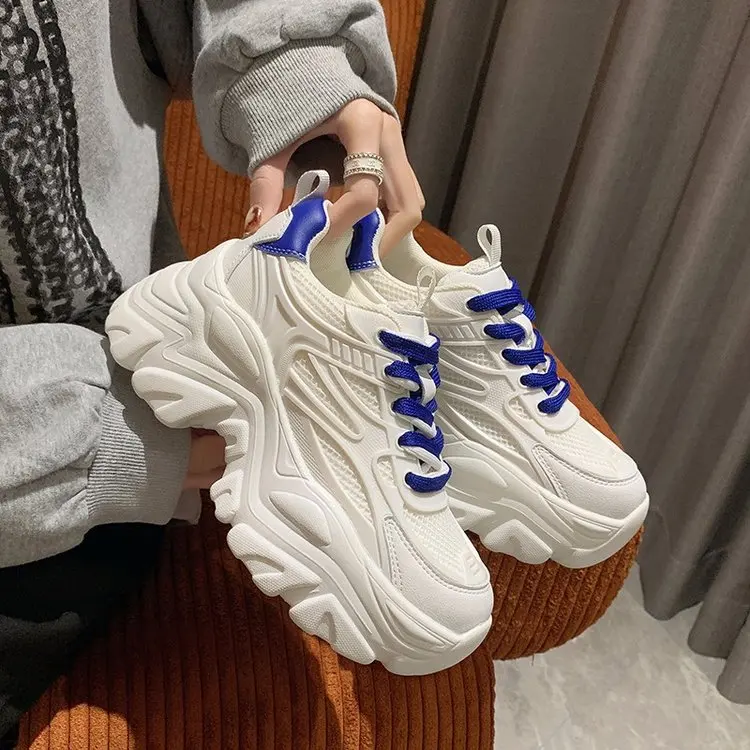 

Summer Pu Women's White Shoes Thick-soled Sneakers Fashion Daddy Shoes Luxury High-heeled Shoes Heightened Casual Shoes 35-40